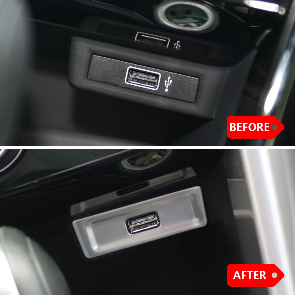 Stiker Lis Penutup Panel USB Tengah Depan Stainless Steel Untuk Aksesoris Volkswagen VW T-Roc Troc 2018-2022