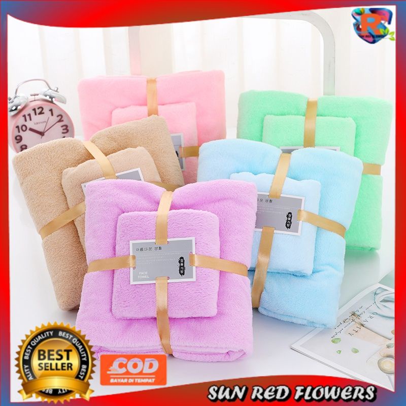 HANDUK SET 2IN1 HANDUK MANDI DAN COTTON TOWEL IMPORT MURAH