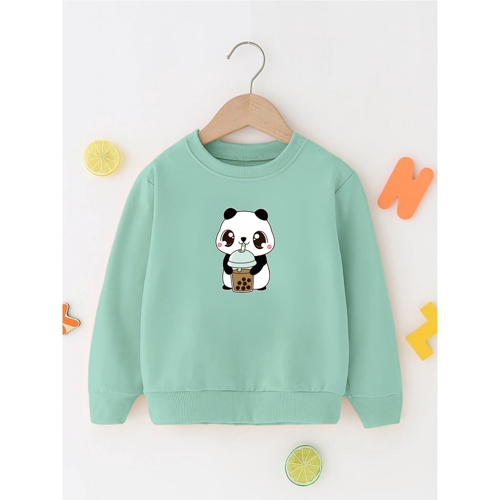 Sweater Perempuan Usia 2 - 12 Tahun Crewneck PANDA SERIES Switer Cewek Cowok
