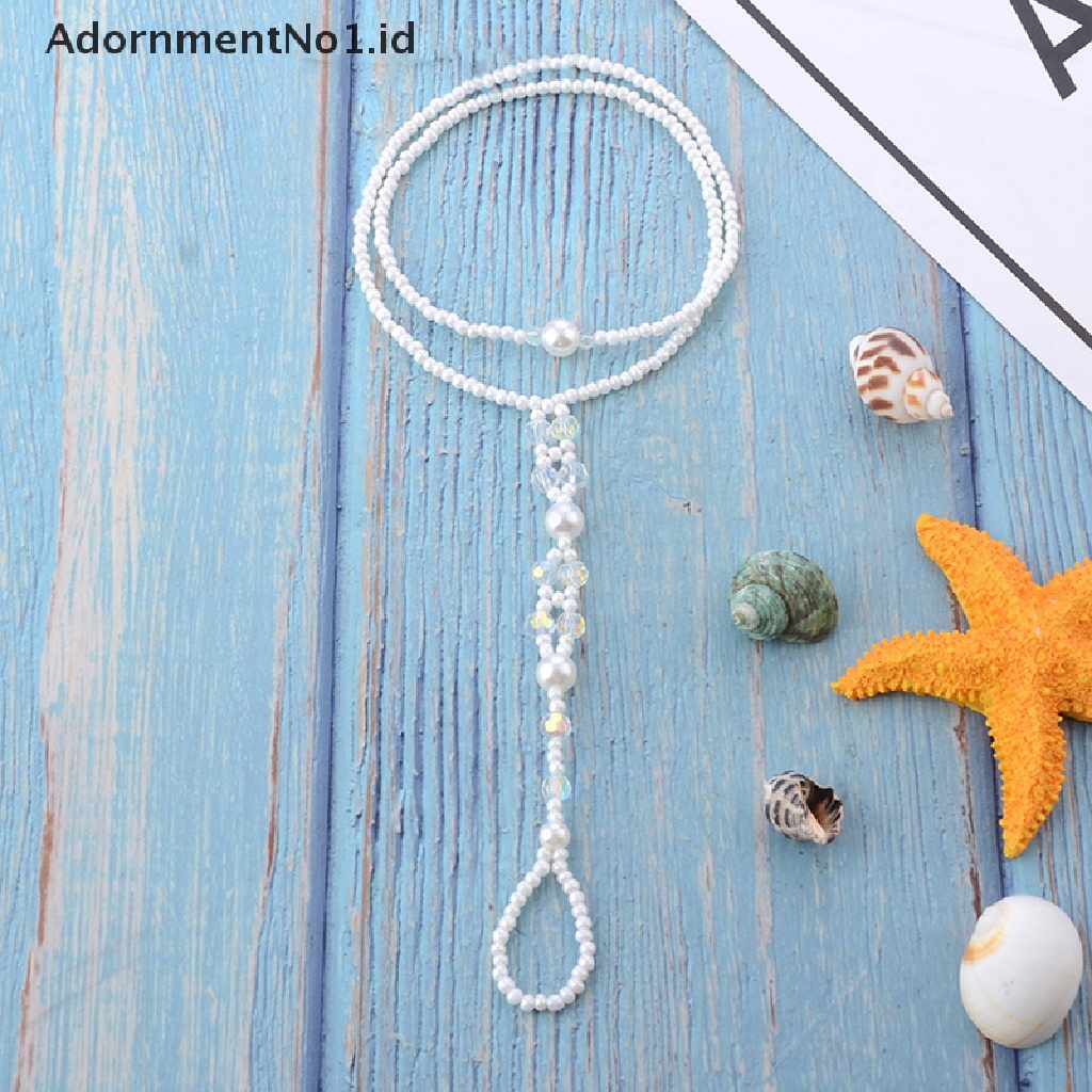 [AdornmentNo1] Mutiara Barefoot Sandal Anklet Kaki Rantai Toe Ring Pantai Gelang Kaki Untuk Wanita [ID]