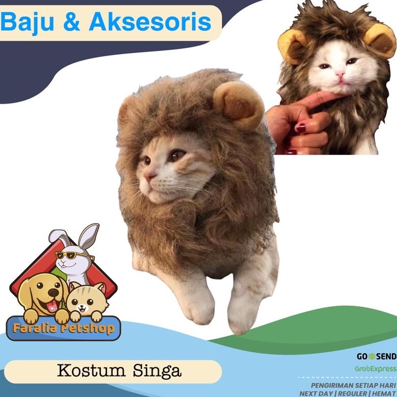 PROMO Kostum Kucing Anjing Model Wig Rambut Singa Topi Cat Lion Hair Pakaian Baju Kucing