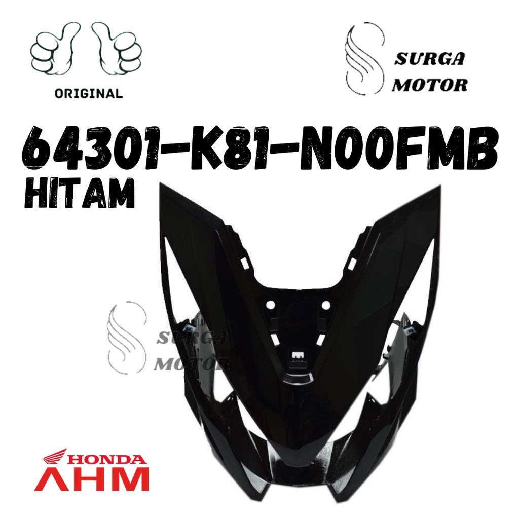 Cover Tameng Lampu Depan Hitam New BeAT eSP K81 Original AHM 64301-K81-N00FMB 2016 2020 Pelindung Ca