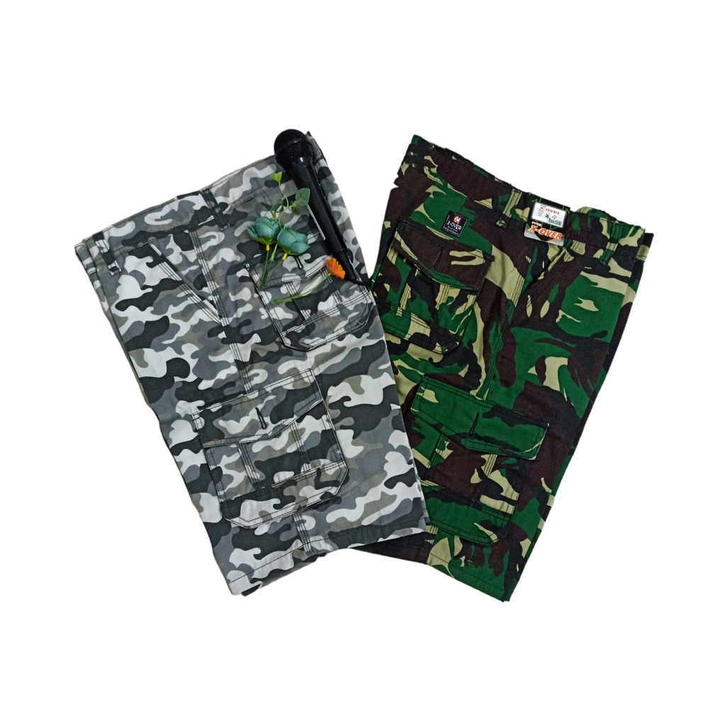 CELANA PENDEK PRIA LORENG ARMY/CELANA PENDEK CARGO PRIA LORENG
