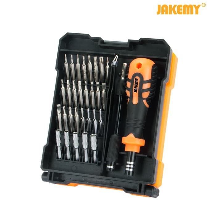 Screwdriver set tool jakemy 33in1 diy electronic with pinset tweezer for hp laptop vga pc cpu tv jm-8160 - Obeng teknisi pro