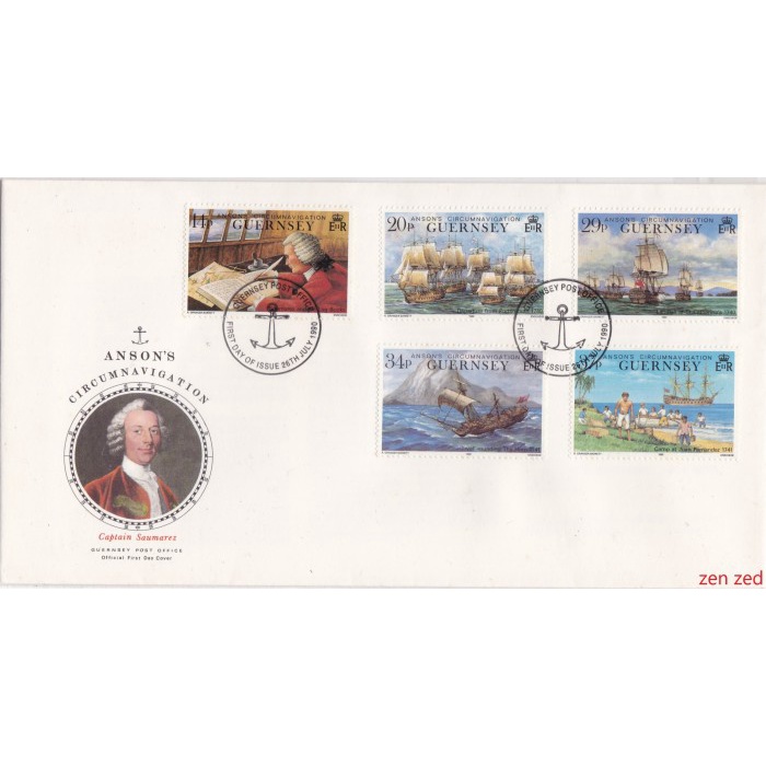 

A721 Prangko Guernsey FDC 1990 Lord Ansons Circumnavigation of 1 Pcs