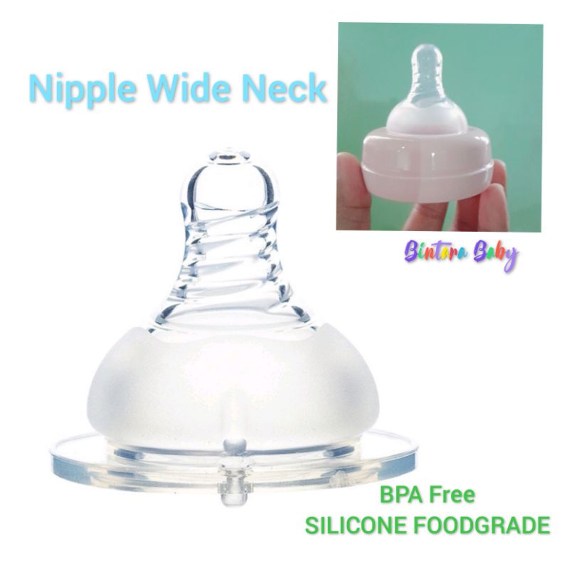 Dot Bayi Wideneck Universal / Nipple Wide Neck dengan Ulir Leher Lebar 5cm Aliran Deras / Fast Flow 9m+