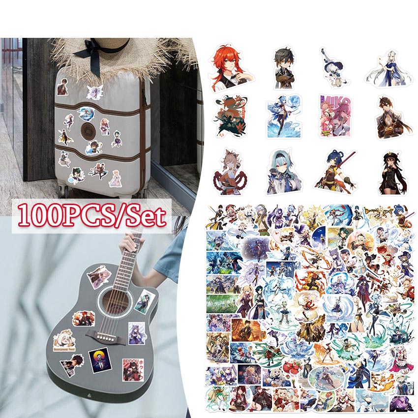 

100Pcs/Set Genshin Impact Series D Stikers Cartoon Games DIY Fashion Luggage Laptop Skateboard Doodle Decals Stikers
