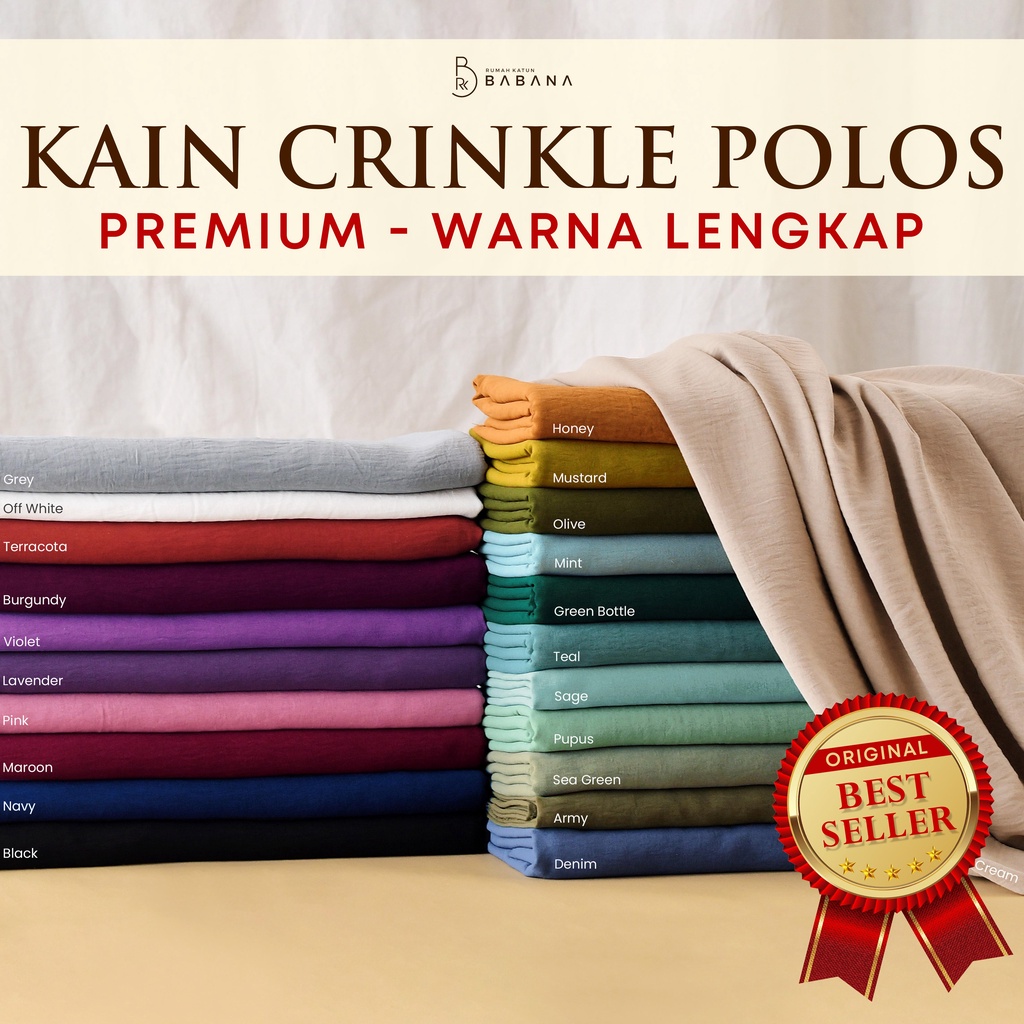 Babana Kain Krinkle Crinkle Airflow Polos Warna Denim