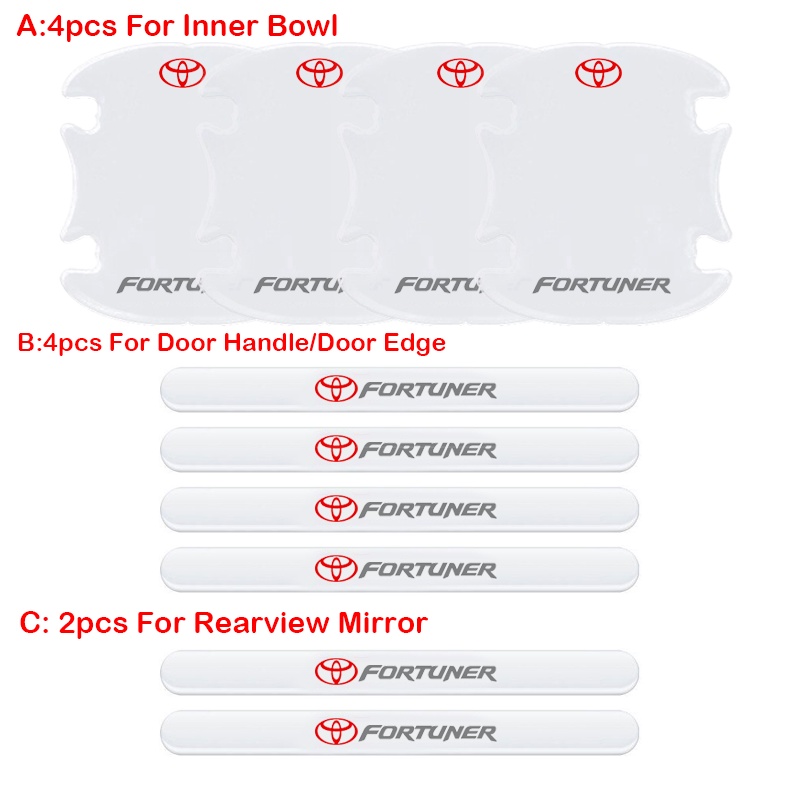 Handle Pintu Toyota Fortuner Protection Mobil Inner Door Bowl Transparan anti Gores Stiker GR Sport Pelindung Pintu Aksesoris anti Tabrak
