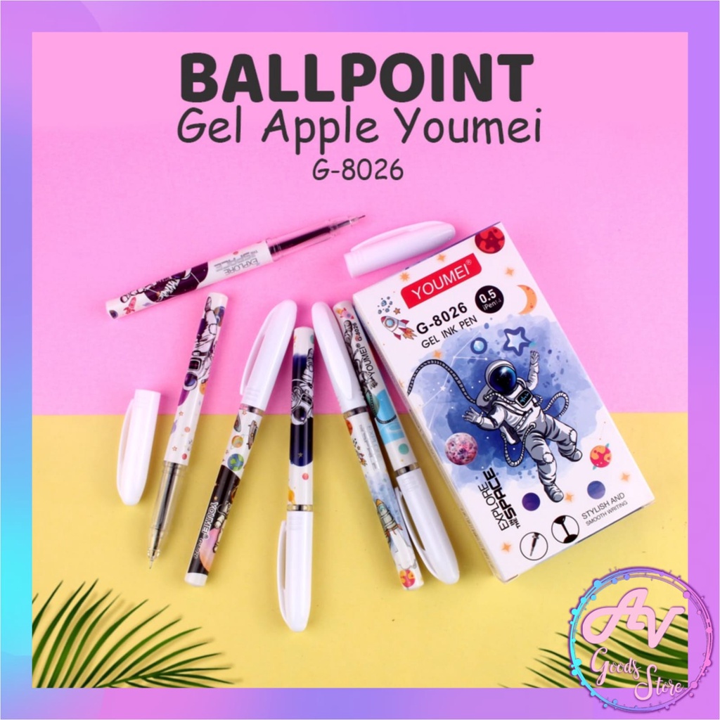 

Ballpoint Gel Astronout Youmei G-8026 (12pcs) / 1Lusin Pulpen Gel Astronot