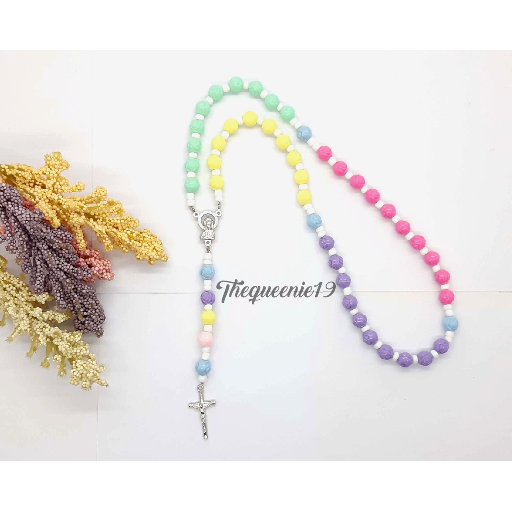 Rosario Colorful Liontin Salib/Kalung Liontin Salib/Beads Mawar Colorful