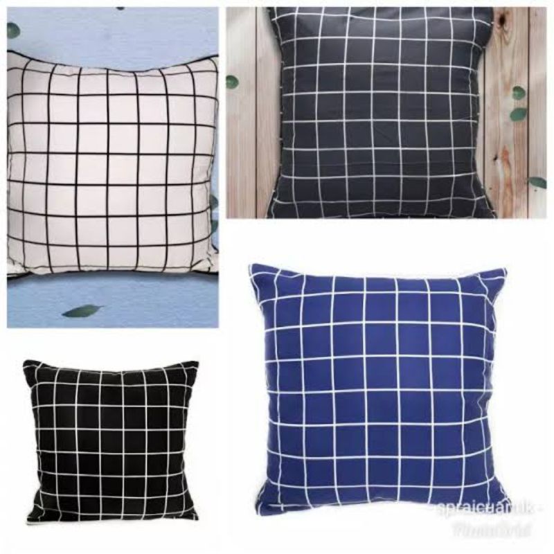 SARUNG BANTAL DAN GULING KOTAK-KOTAK AESTHETIC