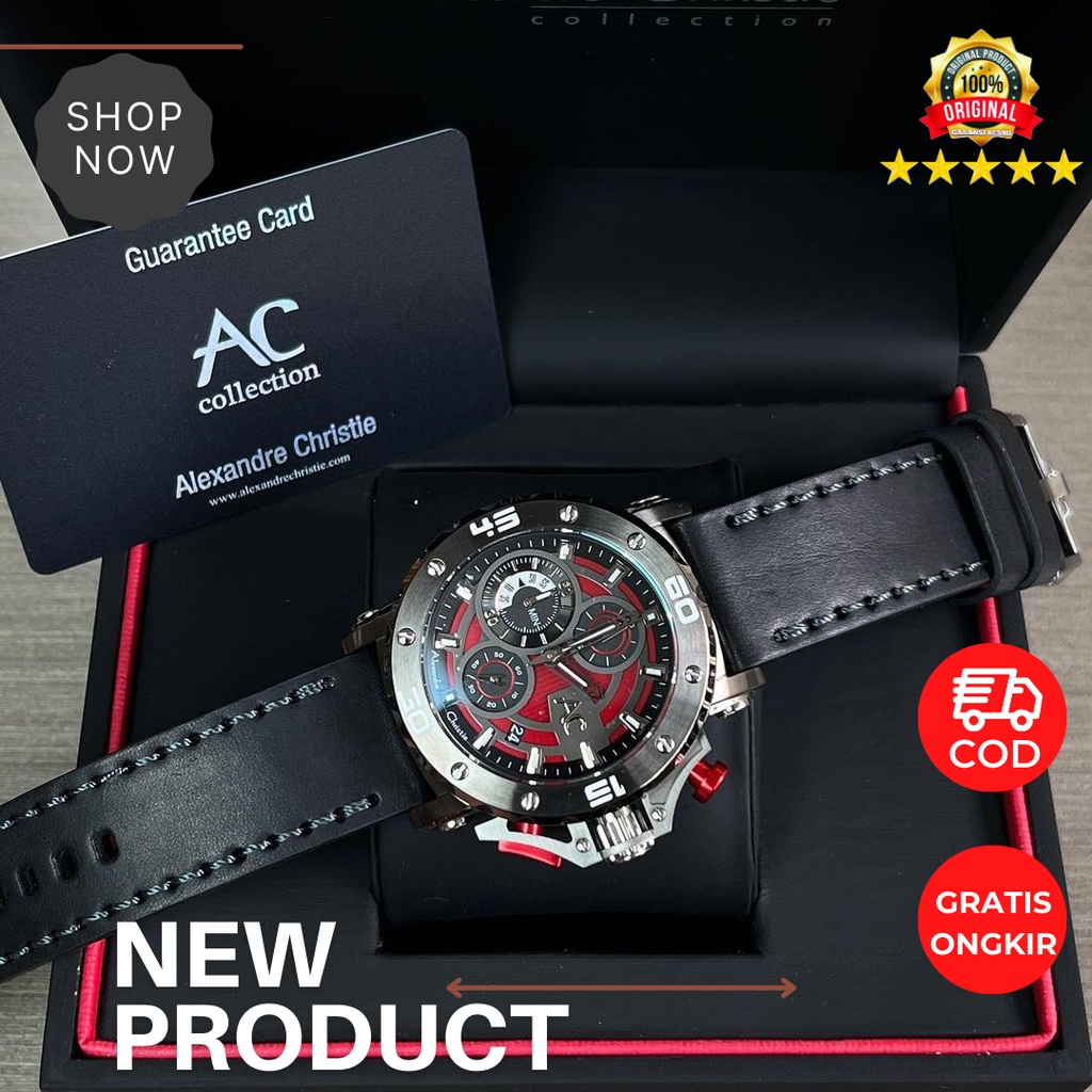 Jam tangan Pria original Alexandre christie pria ac 9205 kulit rosegold colletion original garansi