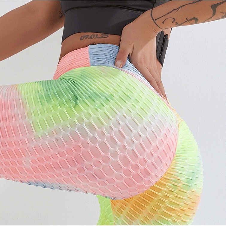 Sexy High Waist Scrunch BOOTY LEGGING Textured Colorfull Butt Lifting Legging Tie Dye Yoga Pant Gym Workout Pant Sport Celana Pengangkat Bokong