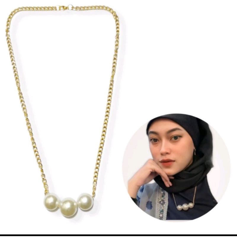 KALUNG MUTIARA RANTAI/KALUNG HIJAB/KALUNG PANJANG HIJAB/KALUNG LUCU/KALUNG UNIK/ASESORIS WANITA/FASHION WANITA