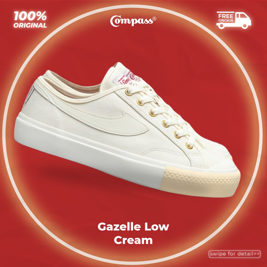 [ORIGINAL] SEPATU COMPASS GAZELLE LOW CREAM