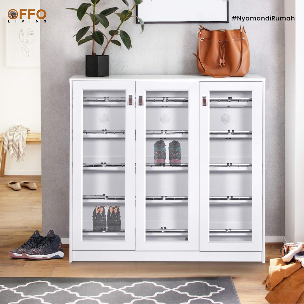 Lemari Sepatu Minimalis Dengan Kaca Besar