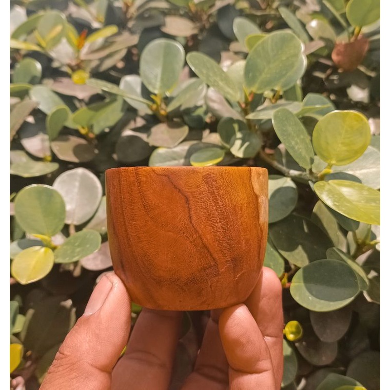 gelas oval mini /sloki 6x5cm kayu jati