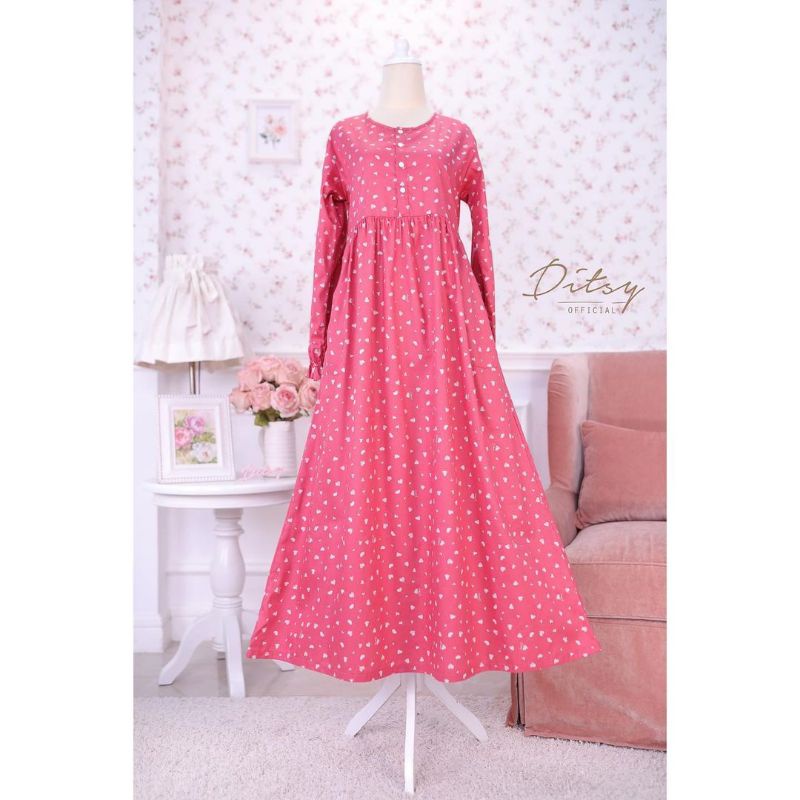 Analie Punchpink Nightgown size L Daster Gamis Ditsy Januari 2023