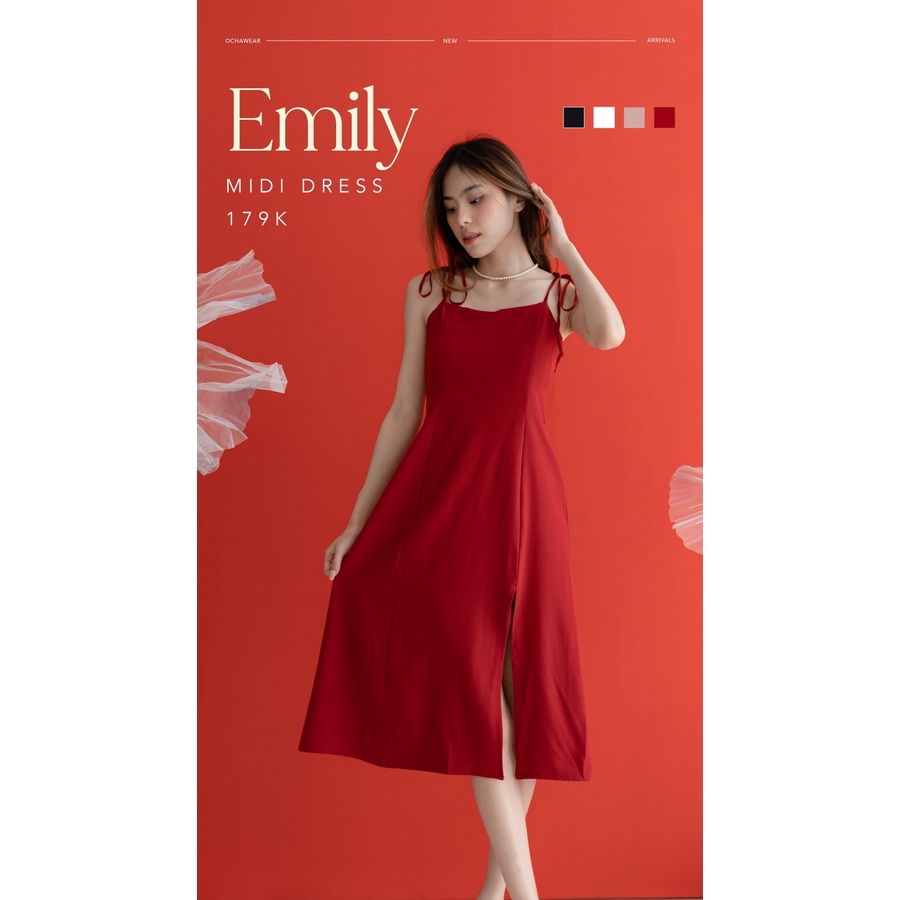 Emily Two Way Dress -- Ocha Wear | Midi Dress Wanita | Slit details | Casual Dress Premium