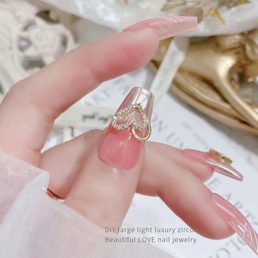 Mxbeauty Hiasan Kuku Hati Wanita Emas Perak Love Heart Manicure Aksesoris Heart Pendant Nail Jewelry