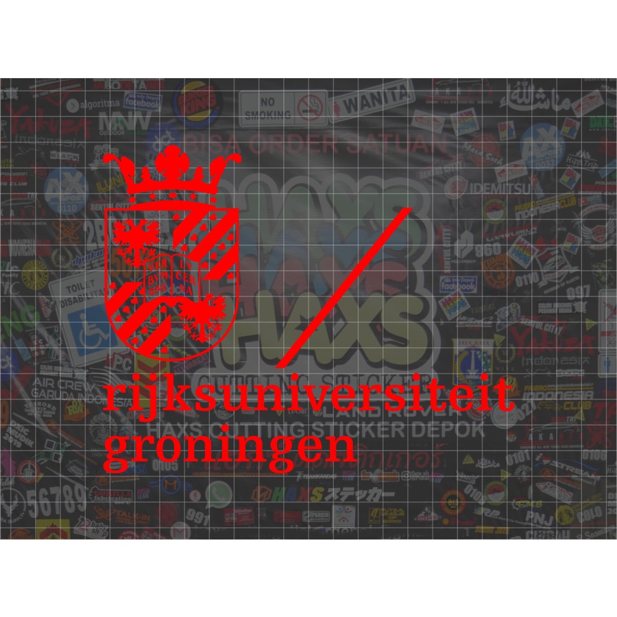 Cutting Sticker rijksuniversitet groningen ukuran 20 cm untuk motor mobil