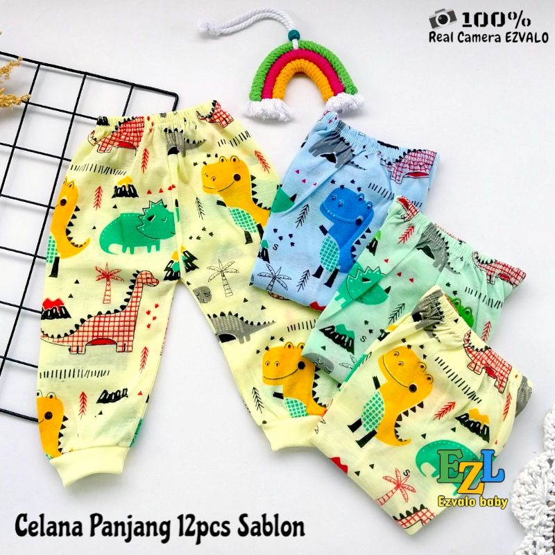 CPM - 12 pcs Celana panjang bayi sablon Murah