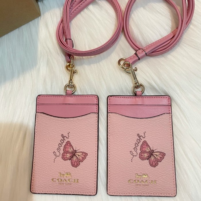 

Yar Coach Butterfly Blossom Pink Id Lanyard 100% Original Coach