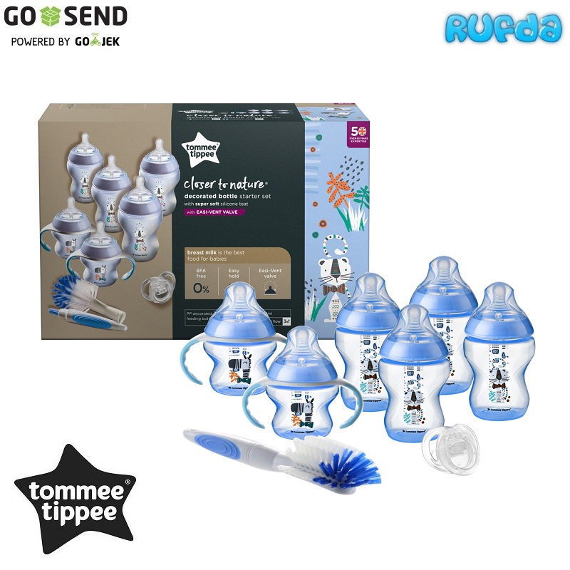Tommee Tippee Decorated Bottle Starter Set Biru &amp; Pink, Cocok untuk Kado