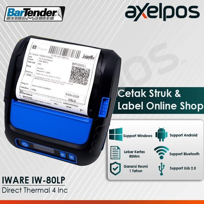 BARCODE PRINTER ALAMAT / LABEL IWARE IW-80LP / 80MM USB - BLUETOOTH