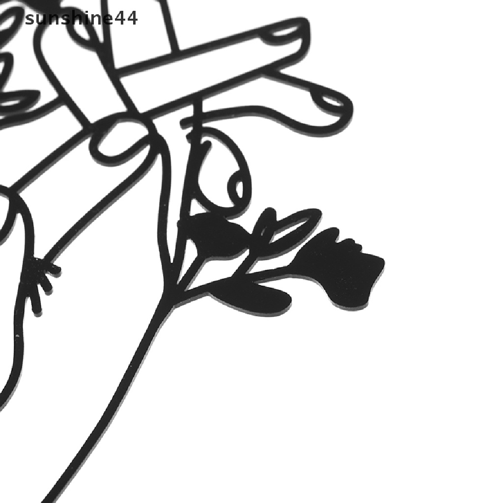 Sunshine 1Pc Sisipan Kue Akrilik Minimalis Art Couple Cake Topper Perlengkapan Pesta.