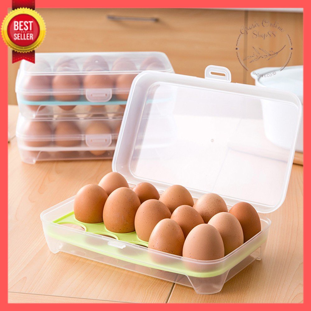 GOS -I307- Kotak Telur Egg Box - Box Telur 15 Lubang - Tempat Penyimpanan Telur Organizer Box