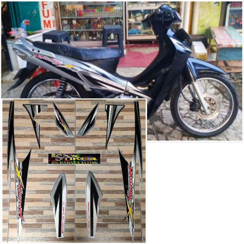 striping original Honda karisma 125D X hitam silver tahun 2005