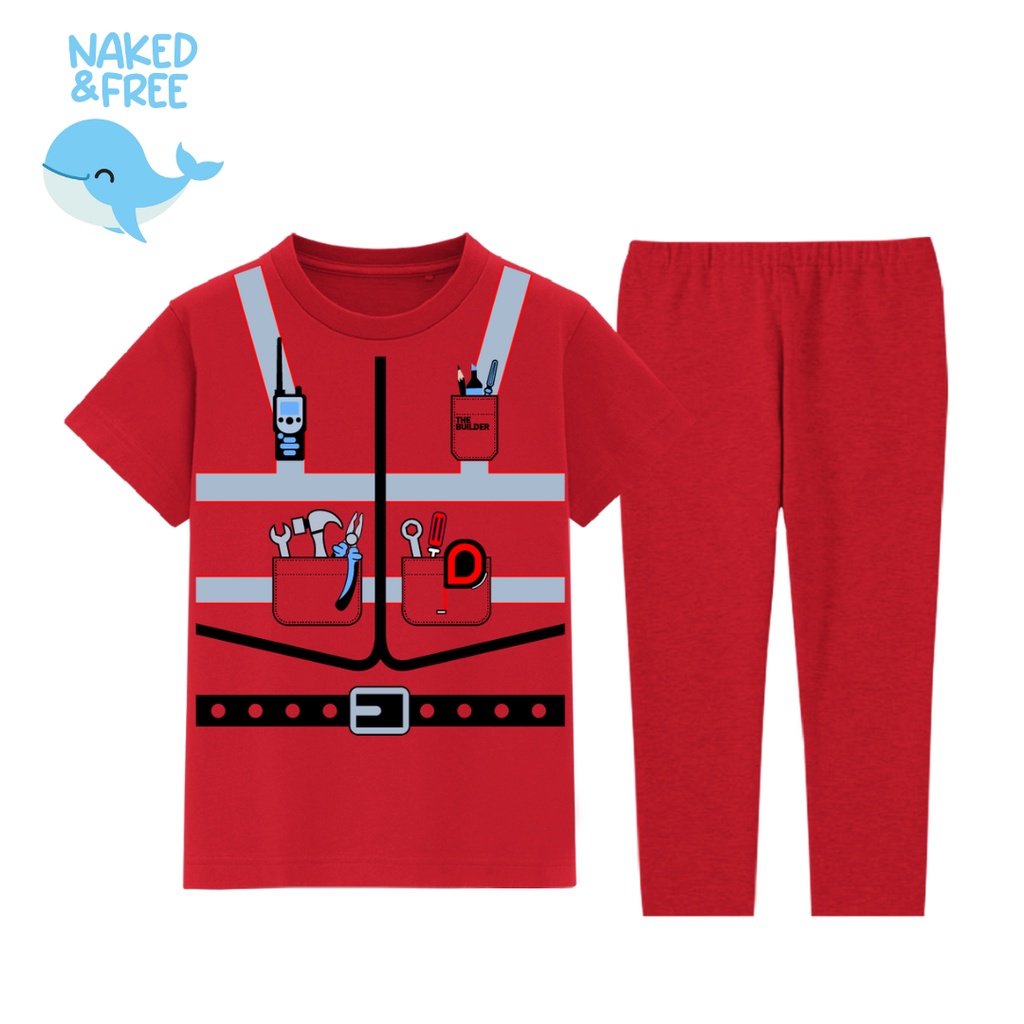 Naked & Free Piyama Baju Tidur Anak Profesi Pengawas Proyek Untuk 2-8 Tahun Cotton Combed 30s
