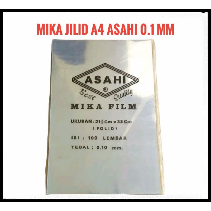 

Mika Jilid Asahi A4 0.1 mm Per pak ( 100 lembar )
