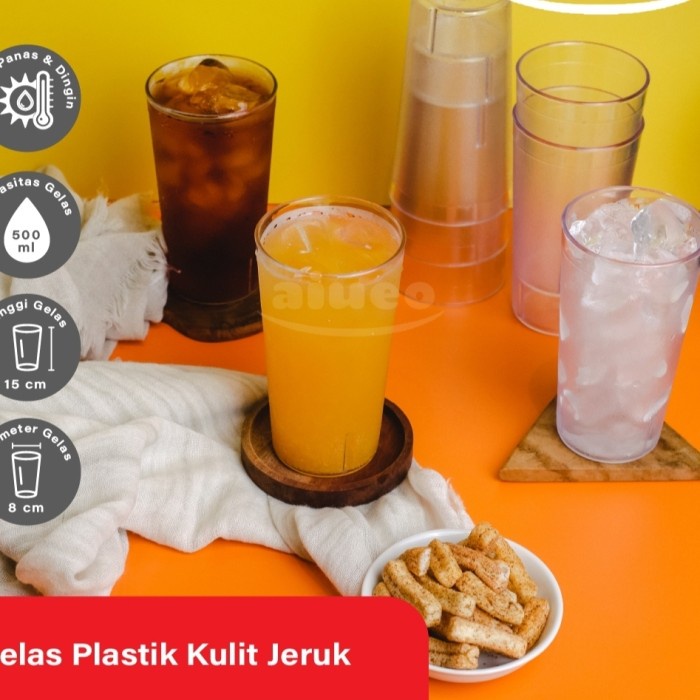 BISA COD - Gelas Plastik Mika Tinggi Anti Pecah KULIT JERUK 500 ML Restoran Cafe z