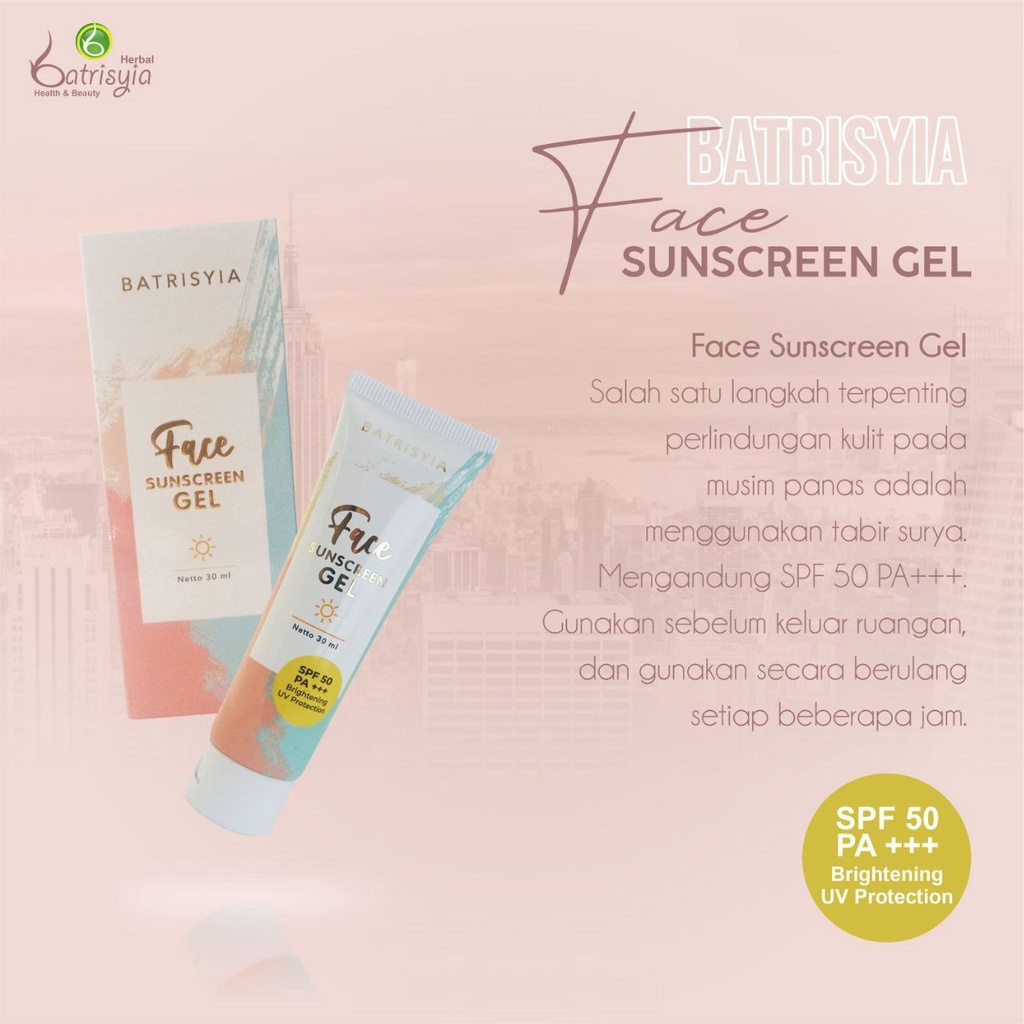 Batrisyia Face Sunscreen Gel SPF 50 PA+++ [30 ml]