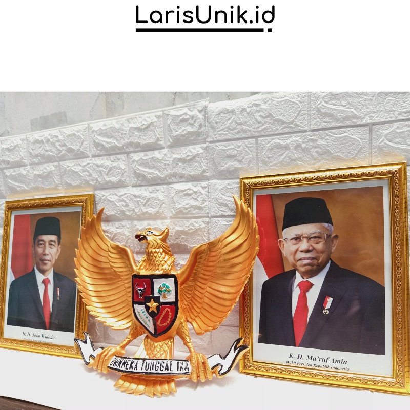 Pigura Poster Presiden Dan Wakil Presiden Lambang Burung Garuda Pancasila Hiasan 3D Dinding