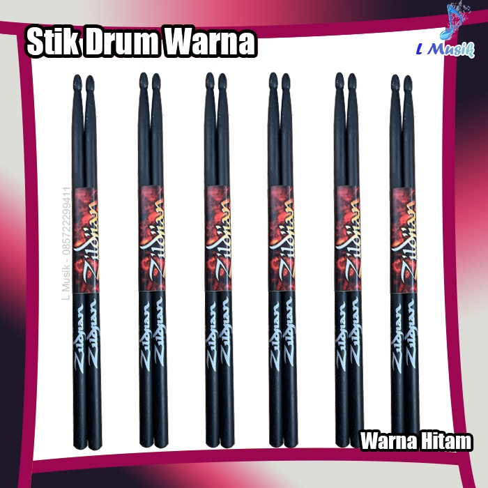 STIK DRUM PREMIUM WARNA WARNI BAHAN SAWO UKURAN STANDAR 5A