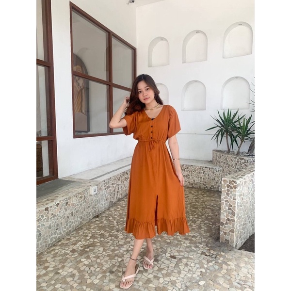 DRESS RAYON PREMIUM PAKAIAN WANITA BAJU KOREA KANCING FULL KOREAN BUMIL BUSUI REMPEL BALI MURAH GROS
