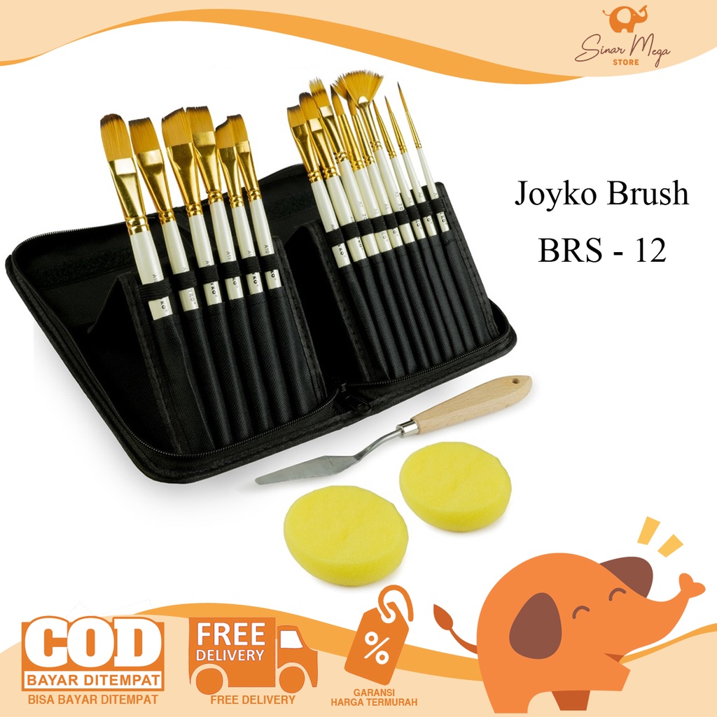 

Joyko Art Brush Set BRS-12 SET / Kuas Alat Lukis Set Lengkap Mixing Knife Murah Berkualitas