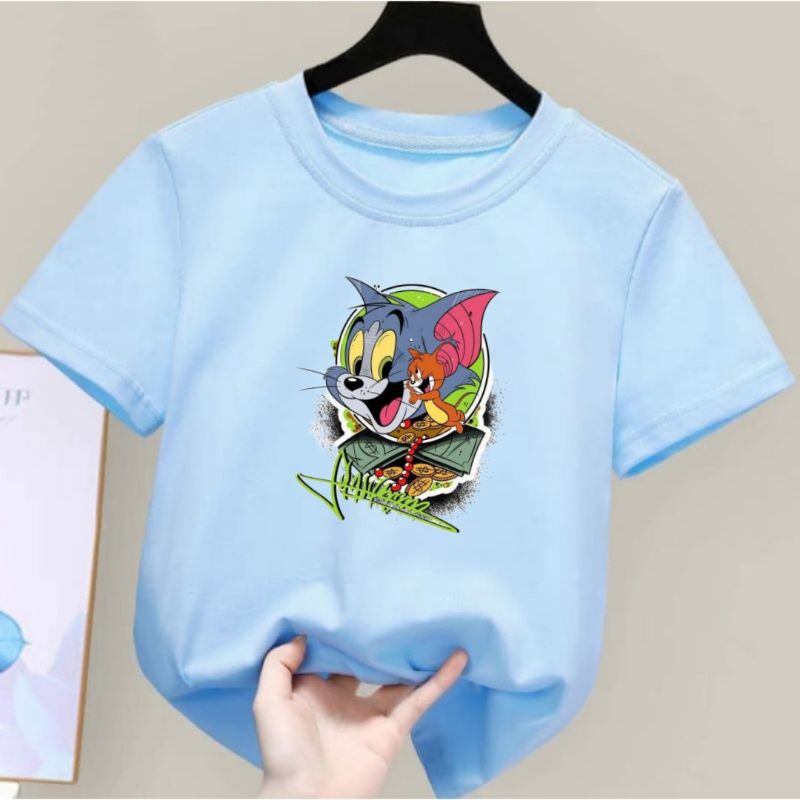 Kaos Distro Anak Cowok Dan Cewek Kaos Anak Gambar Kartun Kucing Tikus Untuk Anak Umur 2 sampai 10 Tahun T shirt Anak Atasan Kaos Anak