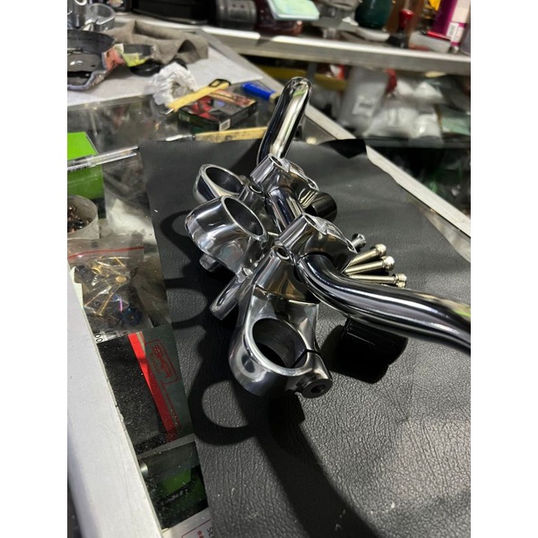 BORONGAN Stang pipa plus segitiga warna chrome fullset bandul | Handgrip ori | Stiker ninja SS aja s