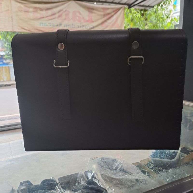 TAS SAMPING BAGASI BELAKANG SEPEDA ONTHEL WARNA COKLAT