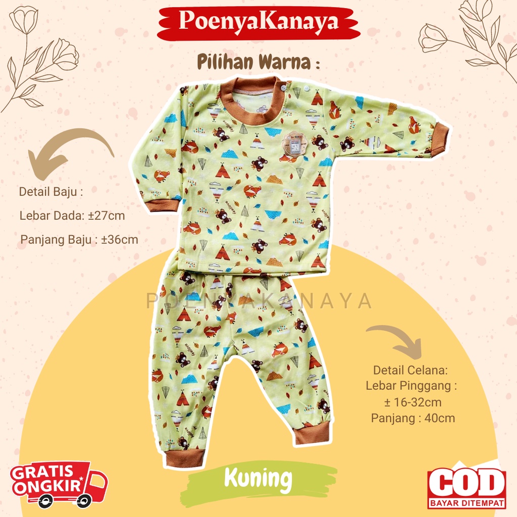 Setelan Baju Bayi Piyama Bayi PANJANG OBLONG PRINTING Saffenda SNI 6-12 Bulan SPY198