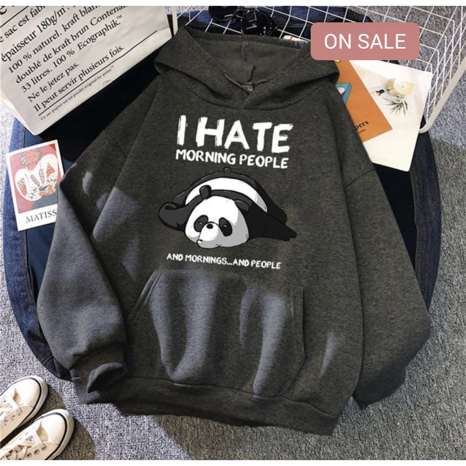 Jumper Hoodie I Hate Morning People  II Sweater Hoodie Trendy II Sweter Oblong Topi Size M - XL Anak &amp; Dewasa ( Pria &amp; Wanita )