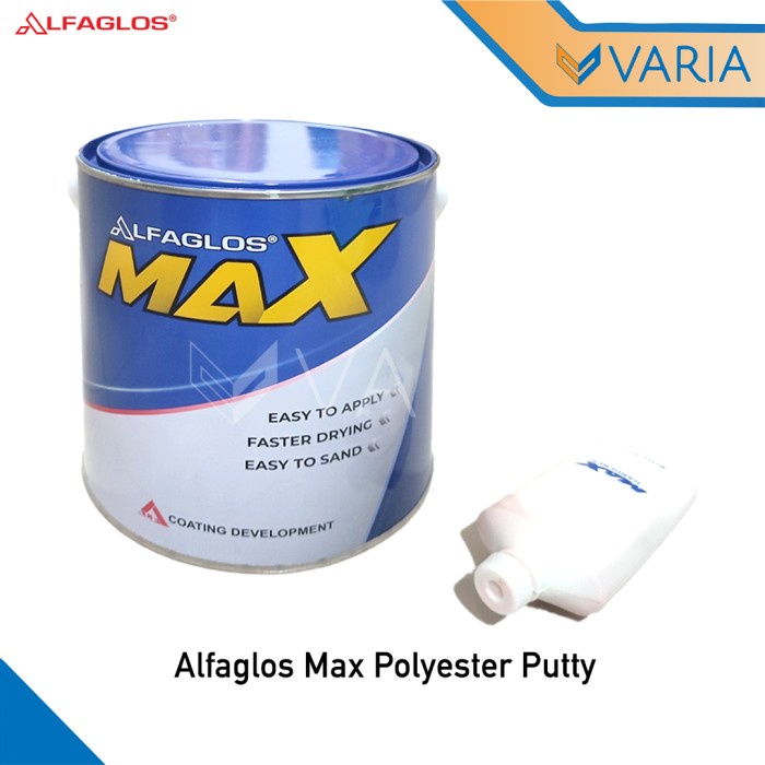 Alfaglos Max Polyester Putty 3 kg Galon Dempul Plastik Besi Body Mobil