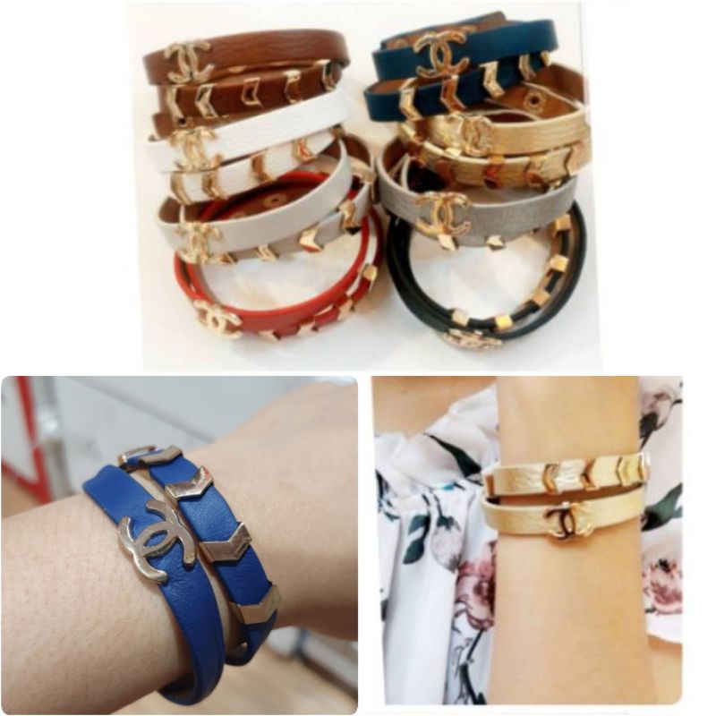 Gelang kulit model lilit /Gelang import accessories wanita bahan kulit 0367