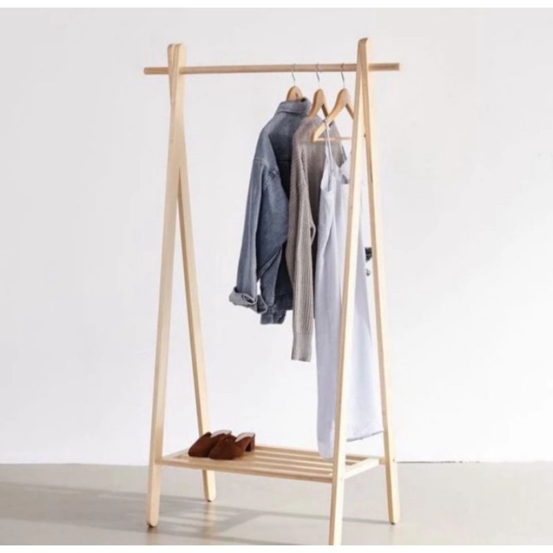 Promo Stand Hanger Gantungan Baju/Rak Pakaian Kayu  Jati