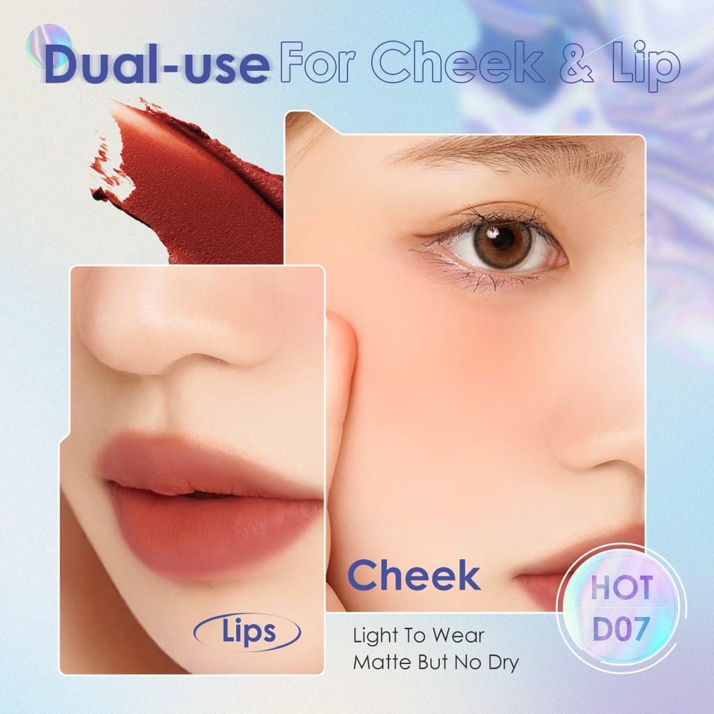 FOCALLURE (FA266) CHEEK DUO  Dual-use Lip Mud Lip clay &amp; Velvet-hazy Matte Blush on-Makeup